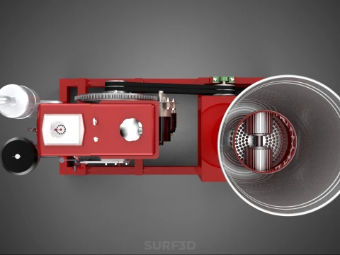RED PELLET PRESS MILL MAKING MAKER MACHINE DIESEL ENGINE POWERED 3D Model