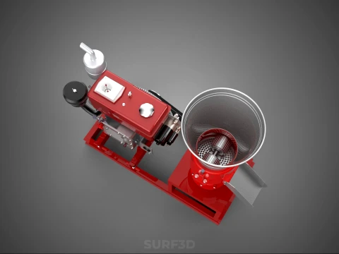 RED PELLET PRESS MILL MAKING MAKER MACHINE DIESEL ENGINE POWERED 3D Model