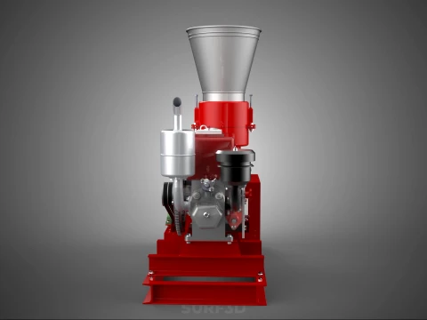 RED PELLET PRESS MILL MAKING MAKER MACHINE DIESEL ENGINE POWERED 3D Model