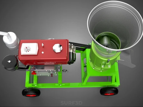 PORTABLE PELLET PRESS MILL MAKING MAKER MACHINE DIESEL ENGINE 2 3D Model