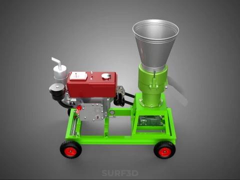 PORTABLE PELLET PRESS MILL MAKING MAKER MACHINE DIESEL ENGINE 2 3D Model