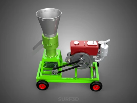 PORTABLE PELLET PRESS MILL MAKING MAKER MACHINE DIESEL ENGINE 2 3D Model