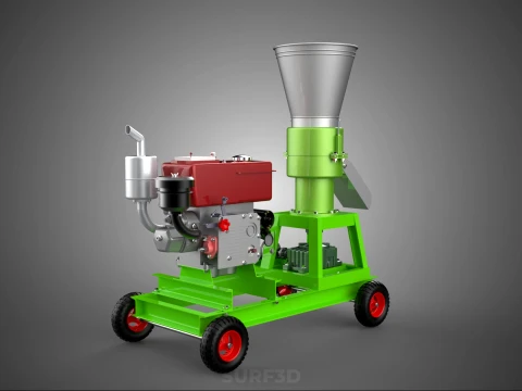 PORTABLE PELLET PRESS MILL MAKING MAKER MACHINE DIESEL ENGINE 2 3D Model
