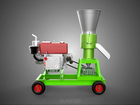 PORTABLE PELLET PRESS MILL MAKING MAKER MACHINE DIESEL ENGINE 2 3D Model