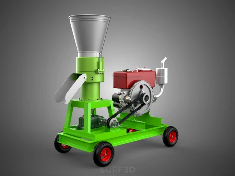 PORTABLE PELLET PRESS MILL MAKING MAKER MACHINE DIESEL ENGINE 2 3D Model