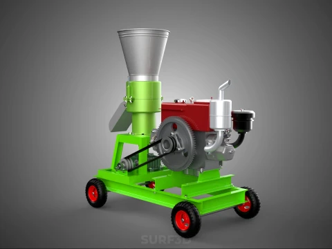 PORTABLE PELLET PRESS MILL MAKING MAKER MACHINE DIESEL ENGINE 2 3D Model