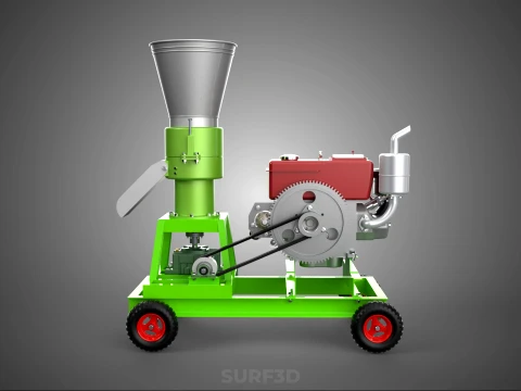 PORTABLE PELLET PRESS MILL MAKING MAKER MACHINE DIESEL ENGINE 2 3D Model