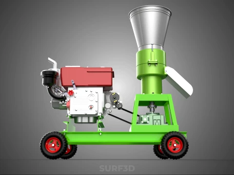 PORTABLE PELLET PRESS MILL MAKING MAKER MACHINE DIESEL ENGINE 2 3D Model