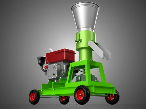 PORTABLE PELLET PRESS MILL MAKING MAKER MACHINE DIESEL ENGINE 2 3D Model