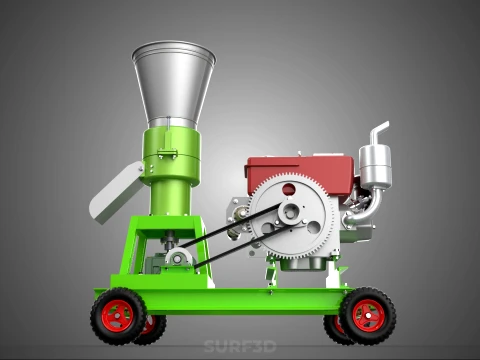 PORTABLE PELLET PRESS MILL MAKING MAKER MACHINE DIESEL ENGINE 2 3D Model