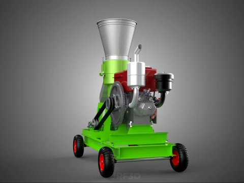 PORTABLE PELLET PRESS MILL MAKING MAKER MACHINE DIESEL ENGINE 2 3D Model