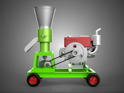 PORTABLE PELLET PRESS MILL MAKING MAKER MACHINE DIESEL ENGINE 2 3D Model