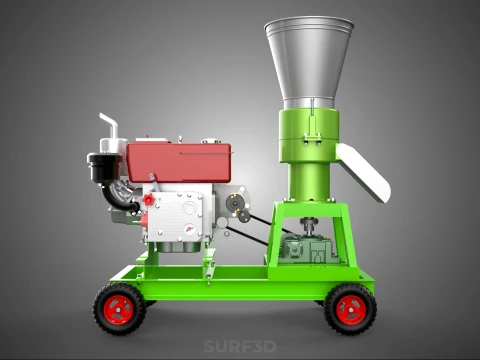 PORTABLE PELLET PRESS MILL MAKING MAKER MACHINE DIESEL ENGINE 2 3D Model
