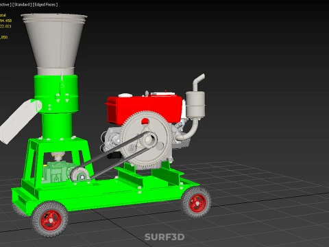 PORTABLE PELLET PRESS MILL MAKING MAKER MACHINE DIESEL ENGINE 2 3D Model