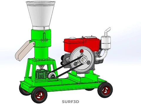 PORTABLE PELLET PRESS MILL MAKING MAKER MACHINE DIESEL ENGINE 2 3D Model