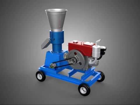 MOBILE PELLET PRESS MILL MAKING MACHINE PELLETIZER DIESEL MOTOR 3D Model