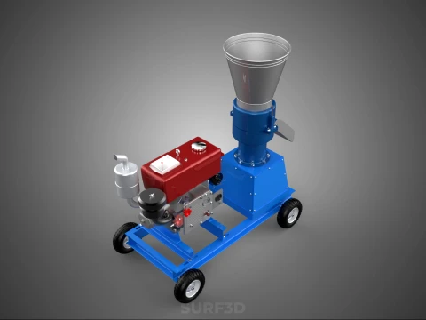 MOBILE PELLET PRESS MILL MAKING MACHINE PELLETIZER DIESEL MOTOR 3D Model