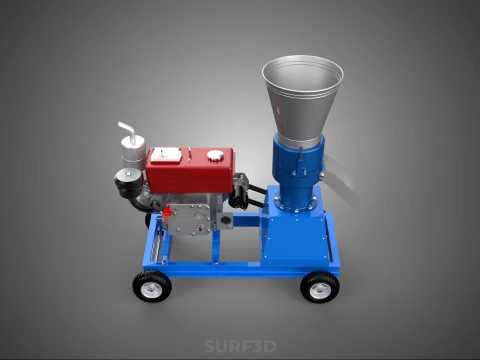 MOBILE PELLET PRESS MILL MAKING MACHINE PELLETIZER DIESEL MOTOR 3D Model
