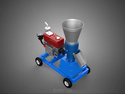 MOBILE PELLET PRESS MILL MAKING MACHINE PELLETIZER DIESEL MOTOR 3D Model