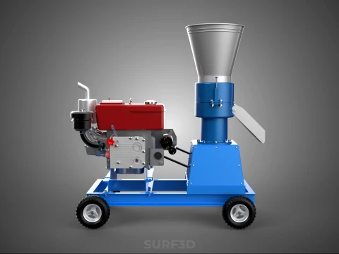 MOBILE PELLET PRESS MILL MAKING MACHINE PELLETIZER DIESEL MOTOR 3D Model