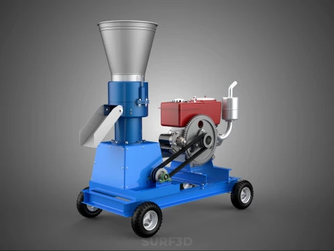 MOBILE PELLET PRESS MILL MAKING MACHINE PELLETIZER DIESEL MOTOR 3D Model