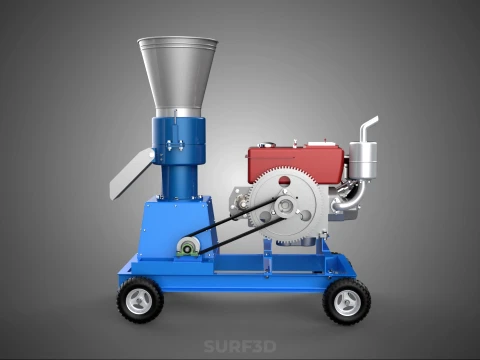 MOBILE PELLET PRESS MILL MAKING MACHINE PELLETIZER DIESEL MOTOR 3D Model