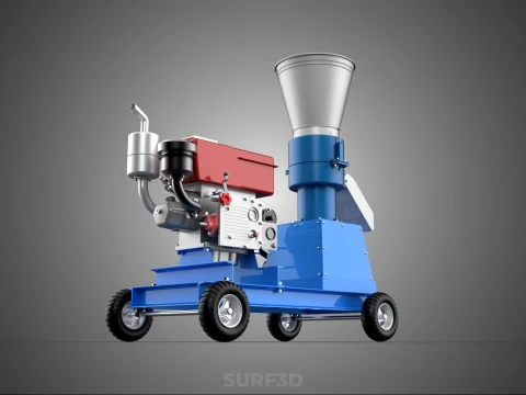 MOBILE PELLET PRESS MILL MAKING MACHINE PELLETIZER DIESEL MOTOR 3D Model
