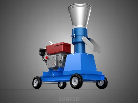 MOBILE PELLET PRESS MILL MAKING MACHINE PELLETIZER DIESEL MOTOR 3D Model