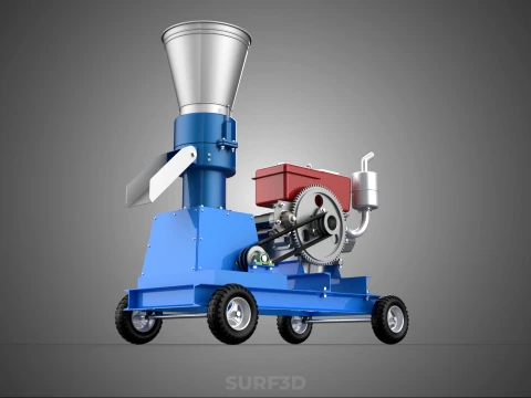 MOBILE PELLET PRESS MILL MAKING MACHINE PELLETIZER DIESEL MOTOR 3D Model