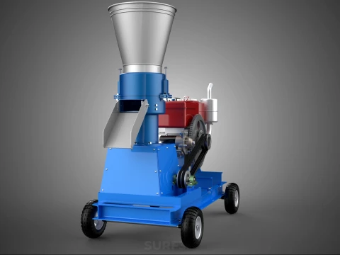 MOBILE PELLET PRESS MILL MAKING MACHINE PELLETIZER DIESEL MOTOR 3D Model