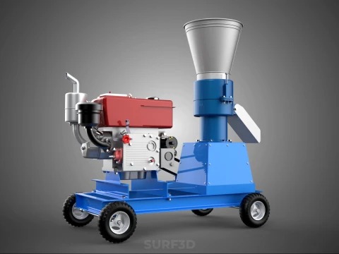 MOBILE PELLET PRESS MILL MAKING MACHINE PELLETIZER DIESEL MOTOR 3D Model