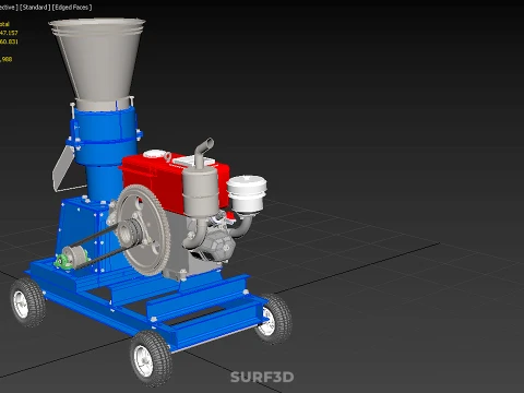 MOBILE PELLET PRESS MILL MAKING MACHINE PELLETIZER DIESEL MOTOR 3D Model