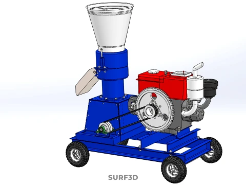 MOBILE PELLET PRESS MILL MAKING MACHINE PELLETIZER DIESEL MOTOR 3D Model