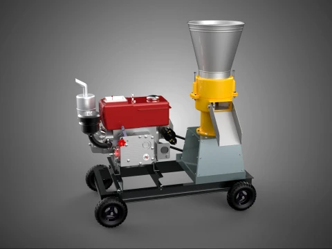 MOBILE PELLET PRESS MILL MAKING MACHINE GRANULATOR DIESEL DRIVE 3D Model