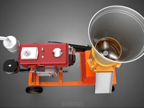 WHEELED PELLET EXTRUSION PRESS MILL MAKER MACHINE DIESEL ENGINE 3D Model
