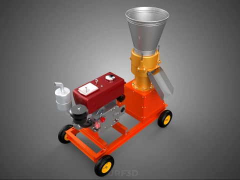 WHEELED PELLET EXTRUSION PRESS MILL MAKER MACHINE DIESEL ENGINE 3D Model