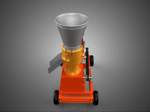 WHEELED PELLET EXTRUSION PRESS MILL MAKER MACHINE DIESEL ENGINE 3D Model