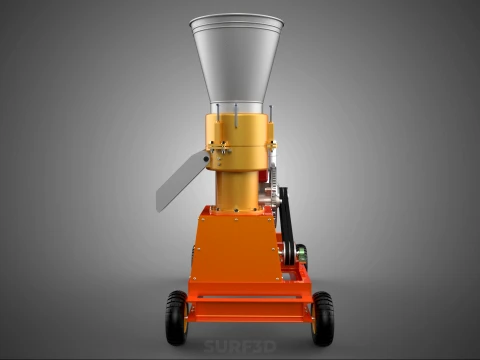 WHEELED PELLET EXTRUSION PRESS MILL MAKER MACHINE DIESEL ENGINE 3D Model