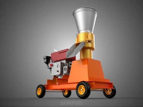 WHEELED PELLET EXTRUSION PRESS MILL MAKER MACHINE DIESEL ENGINE 3D Model