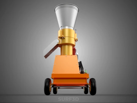 WHEELED PELLET EXTRUSION PRESS MILL MAKER MACHINE DIESEL ENGINE 3D Model