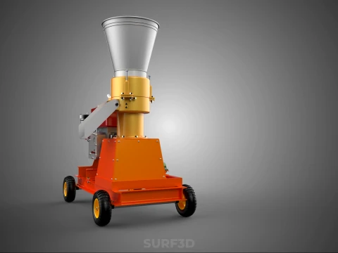 WHEELED PELLET EXTRUSION PRESS MILL MAKER MACHINE DIESEL ENGINE 3D Model