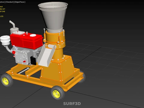 WHEELED PELLET EXTRUSION PRESS MILL MAKER MACHINE DIESEL ENGINE 3D Model