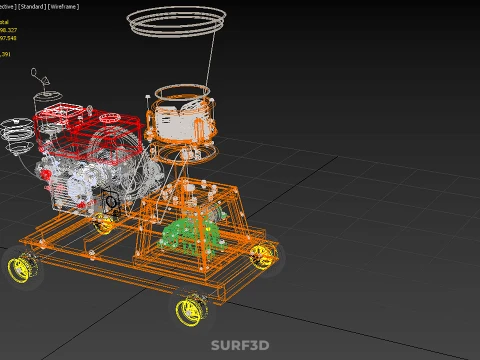 WHEELED PELLET EXTRUSION PRESS MILL MAKER MACHINE DIESEL ENGINE 3D Model