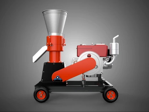AĞIR HİZMET PELET PRES YAPIM MAKİNASI TEK SİLİNDİRLİ DİZEL 3D Model
