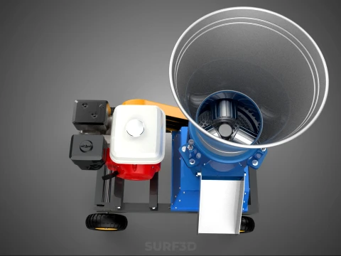 MOBILE PELLET PRESS MILL MAKING MAKER MACHINE GASOLINE ENGINE 4W 3D Model
