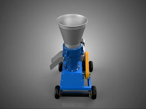 MOBILE PELLET PRESS MILL MAKING MAKER MACHINE GASOLINE ENGINE 4W 3D Model
