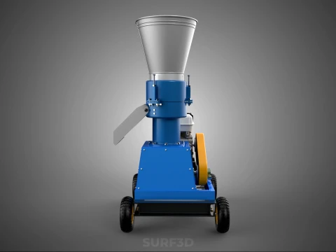 MOBILE PELLET PRESS MILL MAKING MAKER MACHINE GASOLINE ENGINE 4W 3D Model