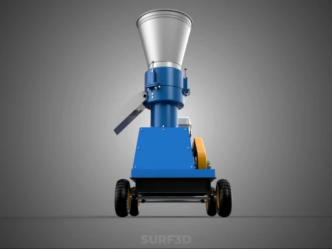 MOBILE PELLET PRESS MILL MAKING MAKER MACHINE GASOLINE ENGINE 4W 3D Model