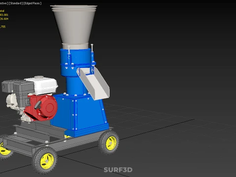 MOBILE PELLET PRESS MILL MAKING MAKER MACHINE GASOLINE ENGINE 4W 3D Model