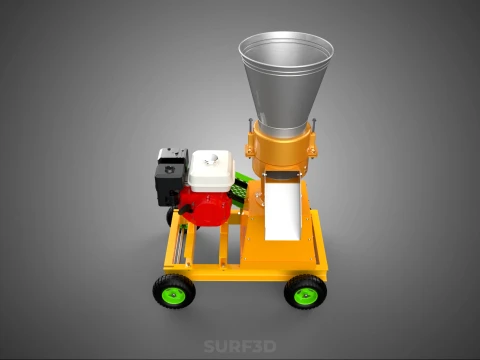 PELLET PRESS DIE MILL MAKING MACHINE PETROL ENGINE MOTOR POWERED 3D Model